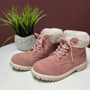 Faux suede booties